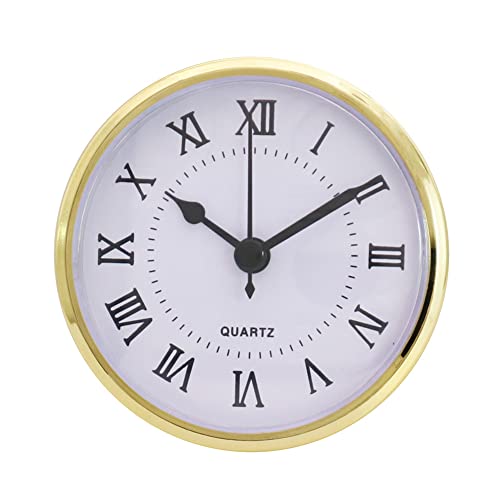 JAWSEU 90 mm Runde Uhr aus Quarzuhr, Clock Inserts Einbau-Uhr, Römische Ziffer, Quartz Uhrwerk Tischuhr Hochwertiger Europäischer Stil Clock DIY von JAWSEU
