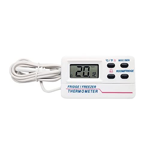 JAWSEU Gefrierthermometer Kühlschrankthermometer, Digitalthermometer mit wasserdichter Kabelfühler, mit Alarm, Gefrierschrank Thermometer von JAWSEU
