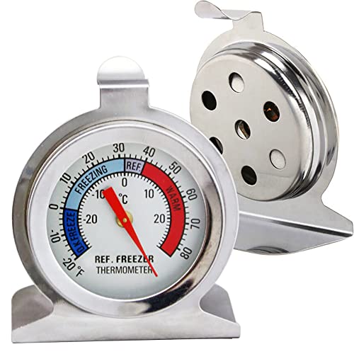 JAWSEU Kühlschrank Thermometer Gefrierschrank Thermometer Groß Zifferblatt Temperatur Thermometer aus Edelstahl, Gefrierschrank und Kühlschranktemperatur-Thermometer von JAWSEU