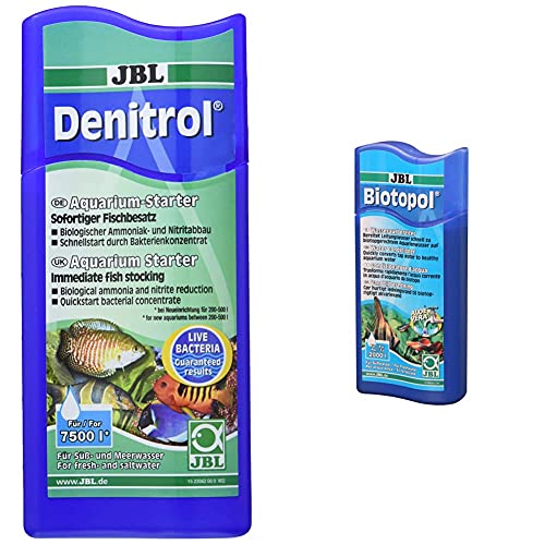 JBL Denitrol 2306200 Aquarium-Starter, Bakterienstarter, Für Süß- und Meerwasser-Aquarien, Neueinrichtung, Wasserwechsel, 250 ml & Wasseraufbereiter für Süßwasser Aquarien, 500 ml, Biotopol 23003 von JBL