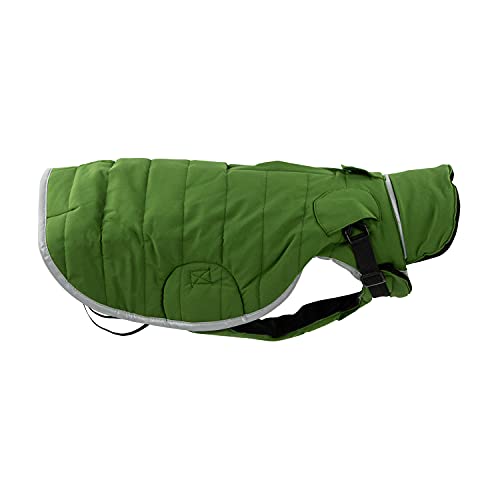 JEGGO Quilted Coat, modisch gesteppter Winter-Hundemantel, mit weichem Fleece-Innenfutter, Wasser- und Winddicht, optimale Passform, mit beidseitig zu öffnendem Reißverschluss (Grün, 75 cm) von JEGGO