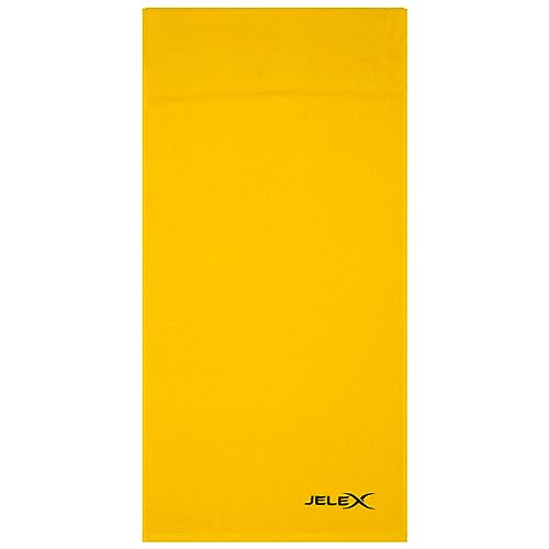 JELEX 100FIT Fitness Handtuch aus Baumwolle, mit Antirutsch-Schutz und Reißverschlusstasche aus Mesh-Material. Maße: 90 x 45 cm, in Schwarz, Royalblau, grau, türkis, armygrün und rosa (Gelb) von JELEX