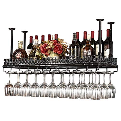 JEVHLYKW Barmöbel Weinregale Decke hängend/umgedreht aufgehängt Weinglashalter Metall |Weinflaschenhalter, Stielglas, Kelchregal (Bronze, 120 x 35 cm) von JEVHLYKW