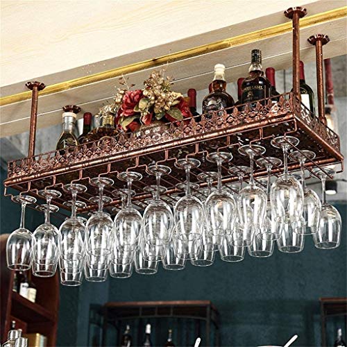 JEVHLYKW Vintage-Bronze-Decken-Weinregal, an der Wand montierter Weinflaschenhalter, Stielglas-Becherregal für Restaurants und Küchen (Bronze 60 x 35 cm (24 x 14 Zoll)) von JEVHLYKW