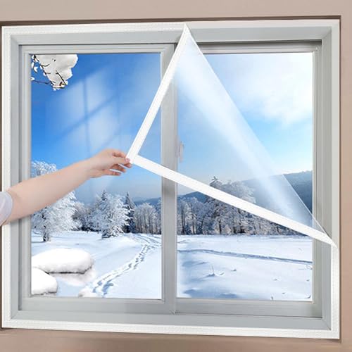 Fenster-Isolierfolie,Isolier-Schutz-Vorhang Winddicht,Transparent Kälteschutz und Wärmeschutz im Winter,für Schlafzimmer Fenster (120x150cm) von JIAJUTUI001