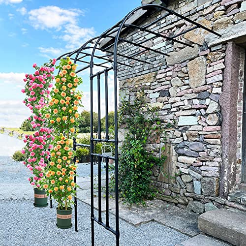 Halbseitiger Gartenbogen, an der Wand befestigter Rosenbogen aus Metall, Halbrunder Torbogen Rankhilfe Pergola Rankgitter, für Rasen/Hinterhof/Terrasse Kletterrosenpflanzen ( Color : Nero , Size : 1.2 von JIAOCKJIAO