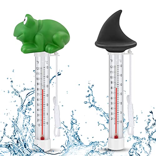 2 Stück Schwimmende Pool Thermometer, Bruchfest Wasserthermometer, Wasser Temperatur Thermometer, Schwimmbadthermometer, Schwimmendes Thermometer für Pool, Badewanne, Schwimmbad und Teich (B) von JIASHA