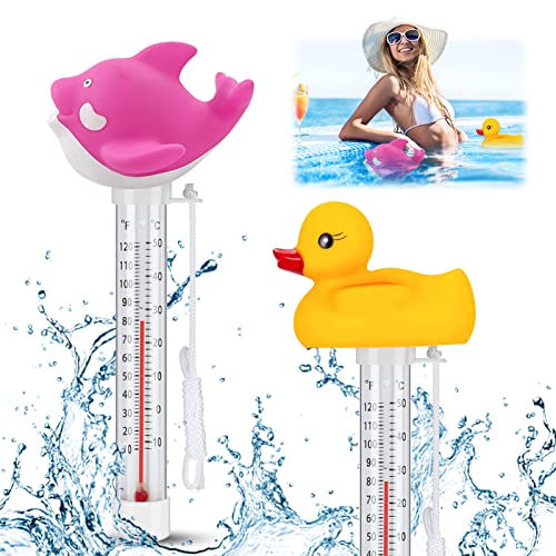 2 Stück Schwimmende Pool Thermometer, Bruchfest Wasserthermometer, Wasser Temperatur Thermometer, Schwimmbadthermometer, Schwimmendes Thermometer für Pool, Badewanne, Schwimmbad und Teich (E) von JIASHA