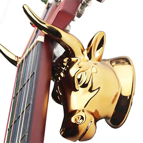 JINGLING Gitarren-Wandhalterung – Golden Bull Head Wall Art, E-Akustik-Gitarren-Halterung, Gitarren Aller Größen, Ukulele, Bass, Mandoline von JINGLING