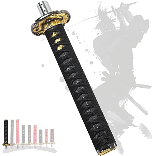 JINGLING Schaltknauf Janpanese Samurai Sword Katana Manual Stick AT MT Auto Universal Custom Schalthebelkopf mit 4 Arten von Adaptern (Schwarz und Schwarz, 26CM) von JINGLING