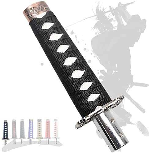 JINGLING Schaltknauf Samurai-Schwert Katana Manual Stick AT MT Auto Universal Custom Schalthebelkopf mit 4 Arten von Adaptern (Schwarz und Weiß, 20CM) von JINGLING