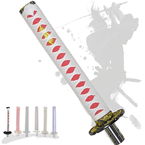 JINGLING Schaltknauf Samurai-Schwert Katana Manual Stick AT MT Car Universal Custom Schalthebelkopf mit 4 Arten von Adaptern (Schwarz und Schwarz, 30,8 cm) von JINGLING