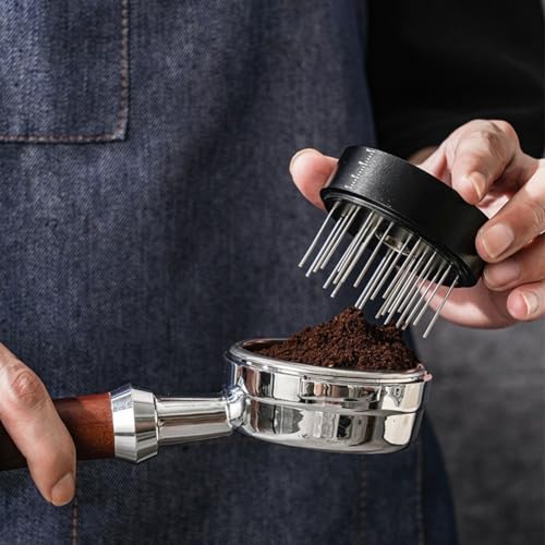 304 Edelstahl-Kaffee-Tamper, 2-in-1-Pulverhammer und -verteiler, schwarz, 53 mm Größe (C) von JINSBON