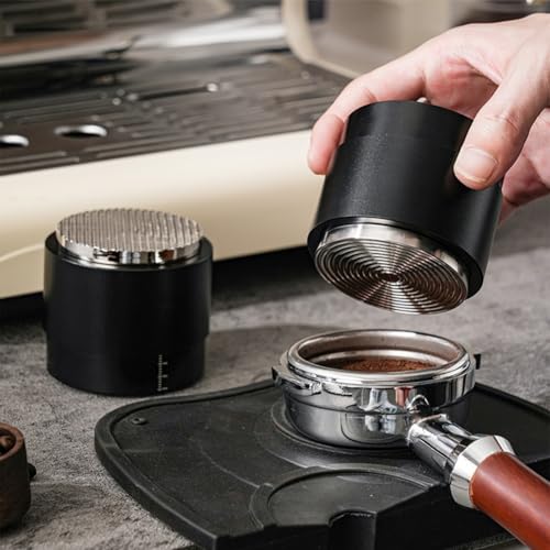 304 Edelstahl-Kaffee-Tamper, 2-in-1-Pulverhammer und -verteiler, schwarz, 53 mm Größe (E) von JINSBON