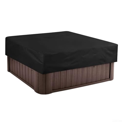 Quadratische Spa-Abdeckung, wasserdicht, 210D-Oxford-Gewebe, passend für 218, 218, 50 cm b, Schwarz (239 x 239 x 50 cm b) von JINSBON