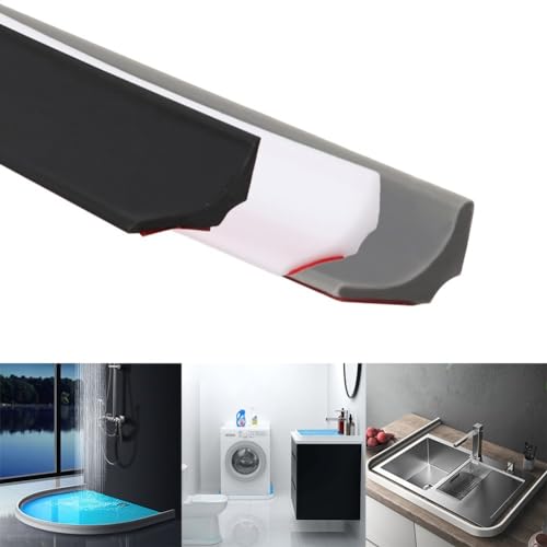 Silikon-Wasserstopfen für Badezimmer, ideal für schwunglose Duschen, 100 cm/200 cm/300 cm/400 cm Länge, Grau/Schwarz/Weiß (Grau-200 cm) von JINSBON