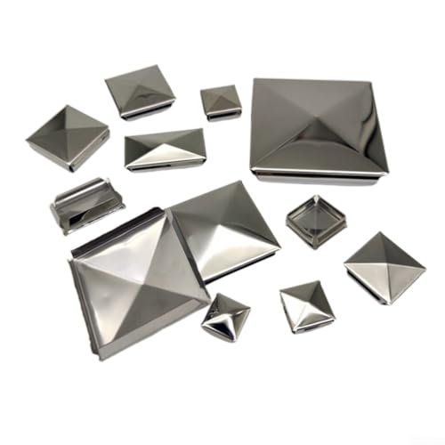Stilvolle quadratische Pfostenkappe, Edelstahl auf Stahl, verzinkt, Pyramiden-Design, einfache Installation (1 Stück 40 mm) von JINSBON