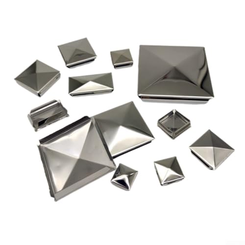 Stilvolle quadratische Pfostenkappe, Edelstahl auf Stahl, verzinkt, Pyramiden-Design, einfache Installation (10 Stück, 100 mm) von JINSBON