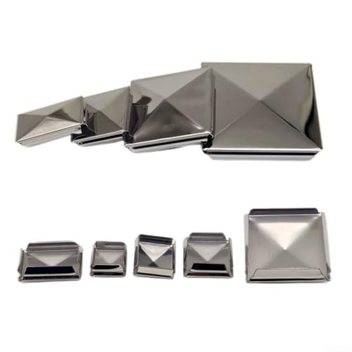Stilvolle quadratische Pfostenkappe, Edelstahl auf Stahl, verzinkt, Pyramiden-Design, einfache Installation (10 Stück, 40 mm) von JINSBON