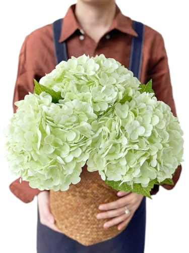 JINWOE Künstliche Hortensien, 53.3 cm, Latex, fühlt sich echt an, große königliche Hortensien, künstliche Blumen für den Außenbereich, Kunstblumen, Blumenstrauß für Tafelaufsätze, Zuhause, 3 Stück von JINWOE
