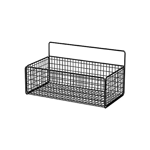 JISADER Wandhängekörbe, schwebende Regale, Aufbewahrungsbehälter, Waschbecken-Organisation, Metall-Überschranktür-Organizer-Korb für Wäscheschrank, Schwarz von JISADER