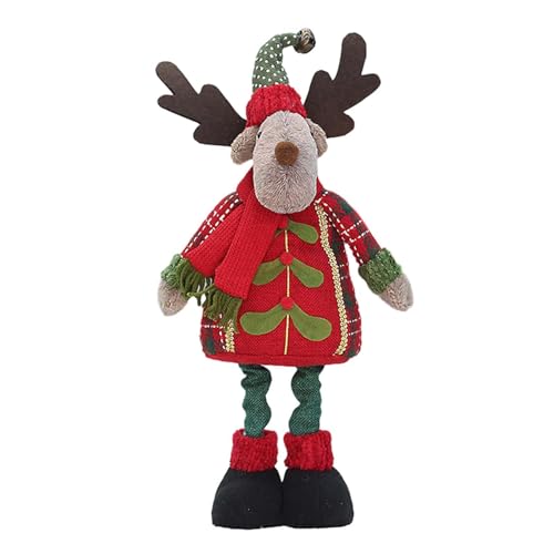 JISADER Weihnachtsdeko Figuren Plüsch, Weihnachtsmann Puppe Deko, Weihnachten Rentier Schneemann Figuren, Handmade Winterliche Stand Figur mit Teleskop-Beinen für Urlaub, Zuhause, Party, Stil c von JISADER