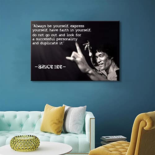 Inspirierendes Poster Wandbild Kunstwerk Leinwand Drucke Kung Fu Star Bruce Lee Bild Wand Kunst Malerei für Wohnzimmer Dekoration, 42 * 60cm, ungerahmt von JIUJIUJIU
