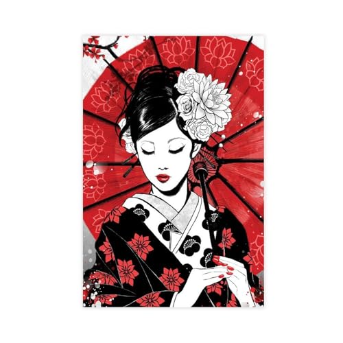 JIUJIUJIU Japanese Poster Fox God Sushi Cat Wall Art Mural Samurai Geisha Canvas Painting Artwork For Living Room Decoration 50 * 75cm Frameless von JIUJIUJIU