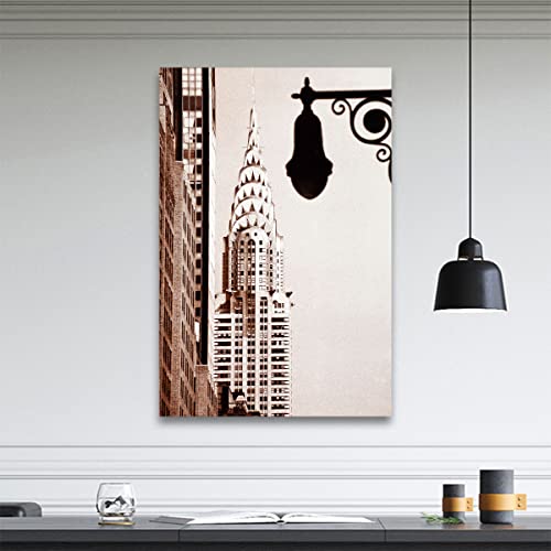JIUJIUJIU Wandkunstdrucke Kunstwerk Chrysler Building Landschaft Malerei Bilder Druck auf Leinwand für Schlafzimmer Café Wohnzimmer Dekorationen 42 * 60cm von JIUJIUJIU