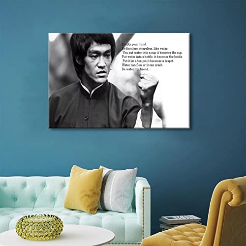 Kung Fu Star Bruce Lee Poster Wandbild Kunstwerk Leinwand Drucke Schwarz und Weiß Bild Wand Kunst Malerei für zu Hause Zimmer Dekoration, 20 * 30cm, ungerahmt von JIUJIUJIU