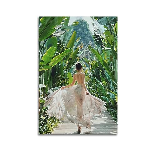 JIYUN Hot Girl-Poster, schönes Engelsmädchen im Wald, dekoratives Gemälde, Leinwand-Wandposter und Kunstdruck, modernes Familienschlafzimmer-Dekor-Poster, 50 x 75 cm von JIYUN