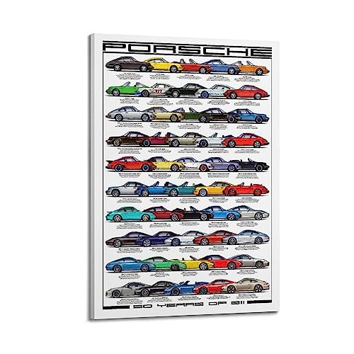 JIYUN Retro-Poster Supercar Porsche 911 50 Years Of Change Poster, dekoratives Gemälde, Leinwand, Wandposter und Kunstdruck, modernes Familienschlafzimmer-Dekor-Poster, 40 x 60 cm von JIYUN