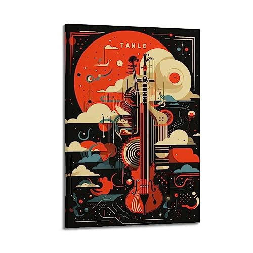 JIYUN Vintage Musikposter Jazz und Cello, dekoratives Gemälde, Leinwand-Wandposter und Kunstdruck, modernes Familienschlafzimmer-Dekor-Poster, 60 x 90 cm von JIYUN