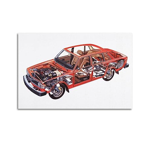 JIYUN Vintage-Poster Volvo 164 Sportwagen-Perspektive, dekoratives Gemälde, Leinwand-Wandposter und Kunstdruck, modernes Familienschlafzimmer-Dekor-Poster, 50 x 75 cm von JIYUN