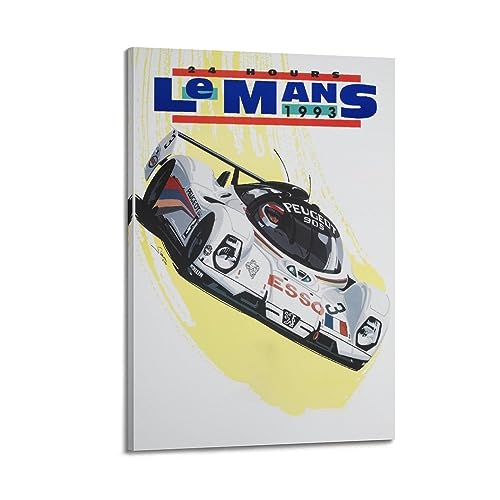 JIYUN Vintage Racing Poster & Le Mans Peugeot 905 Evo, dekoratives Gemälde, Leinwand, Wandposter und Kunstdruck, modernes Familienschlafzimmer-Dekor-Poster, 40 x 60 cm von JIYUN