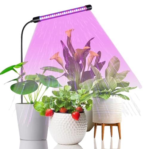 Pflanzenlampe Led Vollspektrum, Höhenverstellbare Grow Light für Zimmerpflanzen, LED- Pflanzenwachstumslampe mit Zeitschaltuhr 4/8/12Std, 6 Helligkeit, 6000K Pflanzenlicht für Pflanzen (Blau-rot) von JJIW