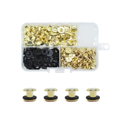 60 Sets Chicago Screw Post Binding Screw Kit (M5X4mm, Goldniete) von JJWNMLL