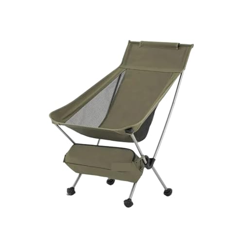 JJYJ862 Fasion Camping Moon Stuhl mit hoher Rückenlehne, ultraleichter Klappstuhl, tragbar, 120 kg Traglast, Reise-Schaukelstühle, Outdoor-Angelstuhl, leicht (Farbe: Grün, M) von JJYJ862