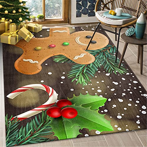 JLCP Großer Wohnzimmer Teppich 200X300cm Weihnachtsteppiche Für Wohnzimmer Schlafzimmer Badezimmer Balkon Waschbar Und rutschfest Weihnachtsküchenteppich Und Matte,Weihnachtsdekorationen,5,100x160cm von JLCP