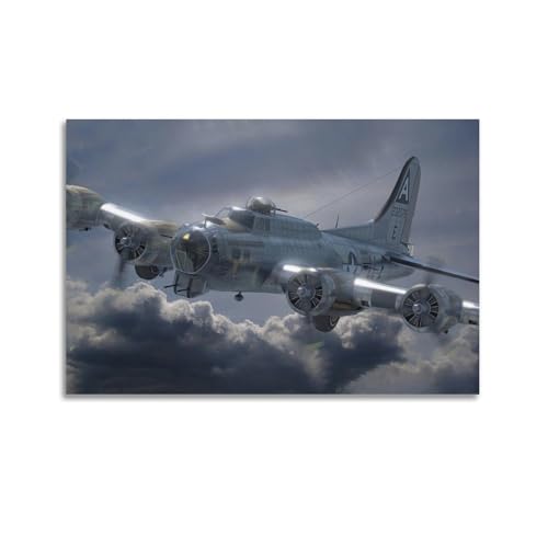 JLTC Vintage WWII Poster USAAF B-17 Bomber Poster Dekorative Malerei Leinwand Wandposter und Kunstdruck Moderne Familie Schlafzimmer Dekor Poster 50 x 75 cm von JLTC