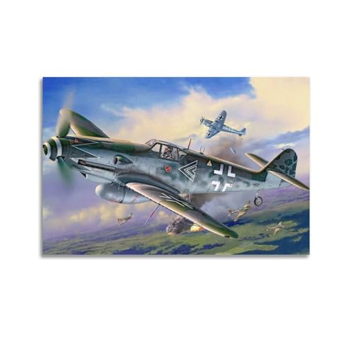 JLTC WWII Military Art Poster Bf-109 Kampfflugzeuge Poster Dekorative Malerei Leinwand Wandposter und Kunstdruck Moderne Familie Schlafzimmer Dekor Poster 40 x 60 cm von JLTC