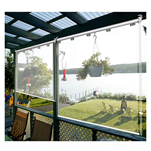 PVC Rollos Balkon Fenster PVC-Rollläden mit Armaturen, Wasserdicht Transparent Horizontale Rollo-Jalousie für Außen Pavillon Büro (Color : W×H, Size : 125×260cm(49.2"×102.3")) von JLXJ