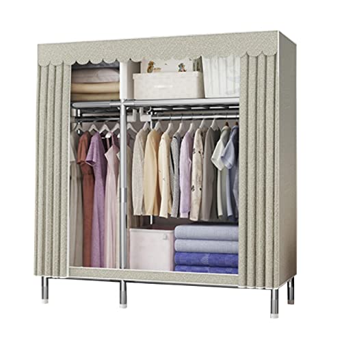 JMOZHCD Kleiderschrank, tragbares Canvas-Kleiderschrank-Regal, Stoff-Kleiderschrank-Aufbewahrungsorganisator mit Hängestange, Schlafzimmerregal (B 130X45X170cm) von JMOZHCD