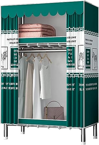 JMOZHCD Kleiderschrank Tragbarer Kleiderschrankständer mit Hängestange, Regal, Schlafzimmergarderobe Lagerregal Kleiderbügel Schließfach (B 85x45x169cm) von JMOZHCD
