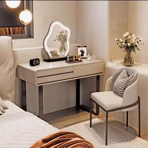 JMOZHCD Schminktisch, Hauptschlafzimmer, Schminkschrank, modernes minimalistisches Set, Schminktisch für Mädchen, Aufbewahrungsschrank, Möbel (Gray 100cm) von JMOZHCD