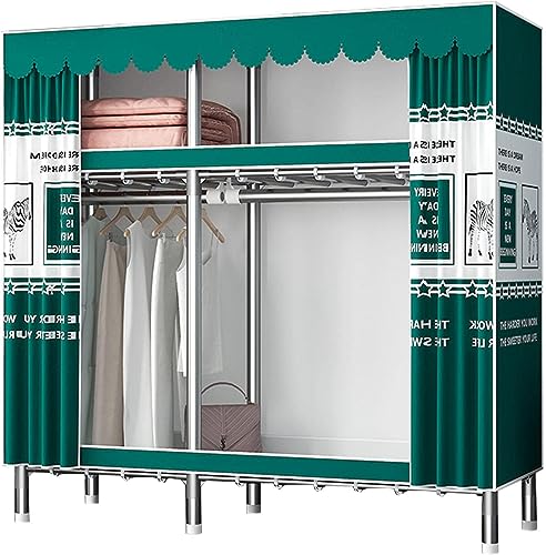 JMOZHCD Tragbarer Kleiderschrank, Kleiderschrank-Aufbewahrungsorganisator, Stoffgarderobe mit Hängestange, Regal, Faltbarer Kleiderschrank für Kleidung und Taschen (C 143x45x169cm) von JMOZHCD