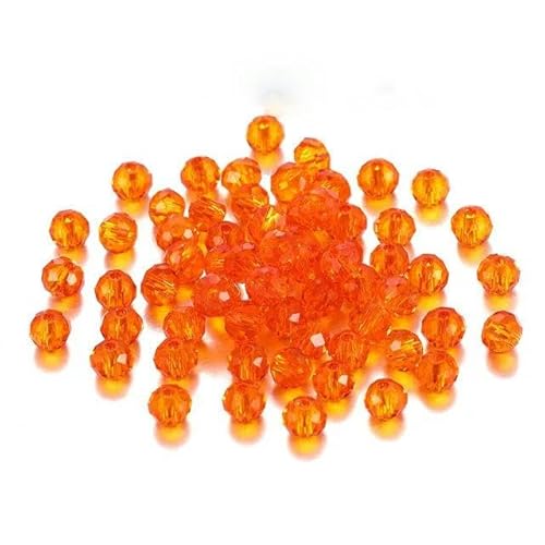 JMSDP 70–300 Stück 3/4/6/8 mm durchscheinende Kristalle, bunt, facettierte Perlen, Abstandshalter für DIY-Armbänder, Schmuckherstellung, Zubehör, Orange-Rot, 4 mm x 200 Stück von JMSDP