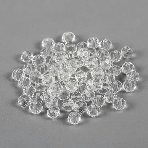 JMSDP 70–300 Stück 3/4/6/8 mm durchscheinende Kristalle, bunt, facettierte Perlen, Abstandshalter für DIY-Armbänder, Schmuckherstellung, Zubehör, transparent, 4 mm x 200 Stück von JMSDP