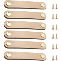 6Stück Ledergriffe Für Möbel, Möbelknöpfe Leder, Ledergriff für Schränke mit Schrauben für Schränke, Kommoden, Badezimmer, Beige 96mm von JN.SONGS