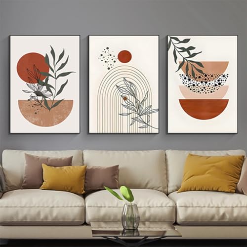 Aesthetic Pflanze Bilder Boho Deko Bilder Moderne Abstrakt Kunst Wandbilder Bohemian Poster Set,Ohne Rahmen (Set-06,20x30cm*3Pcs) von JNAOZI